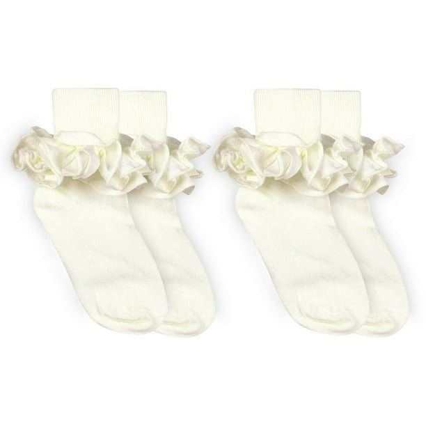 Jefferies Socks Girls Misty Ruffle Turn Cuff Socks 2 Pair Pack 